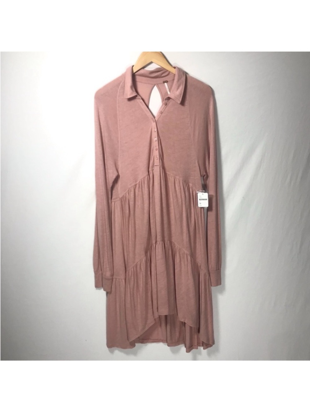 Free People Best Girl Tunic Tiered High Low Ruffles Keyhole Back Dress Medium - Picture 3 of 15
